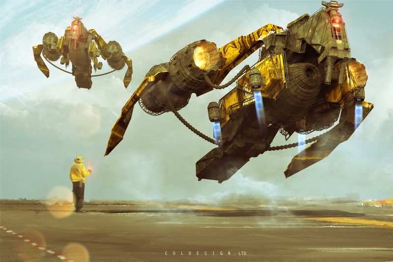technique, Col Price, 4K, spaceships, Griffin Landing, starships, people