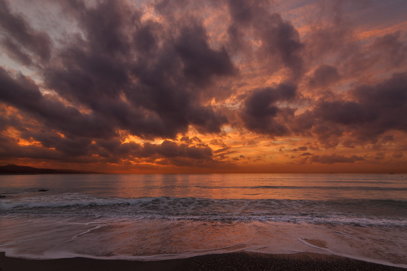 sky, hour, dawn, beach, gray, orange, cloud, scenics - nature, idyllic, aquatic sport, evening, horizon over water, dusk, tranquil scene, photo, cloud - sky