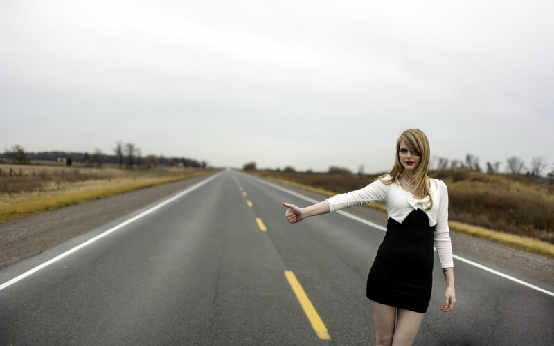 720P, hitchhiker, road, girl