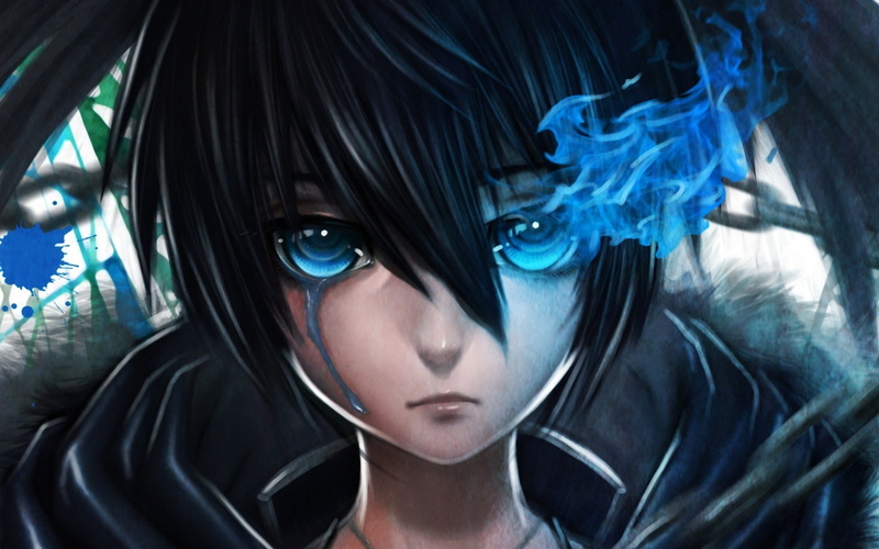 Black Rock Shooter, anime, Strength (Black Rock Shooter), tears, anime girls, 720P