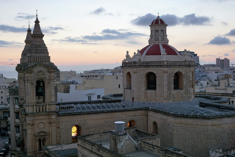 europe, Mediterranean, place of worship, church, dome, Sliema, built structure, sunset, Malta, italy, belief, sky, urban Skyline, film, building, building Exterior