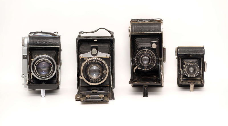 classic, technology, silver colored, cameras, photo gear, indoors, optical, aperture, lens, photographic, mid century, power supply, old, equipment, side by side