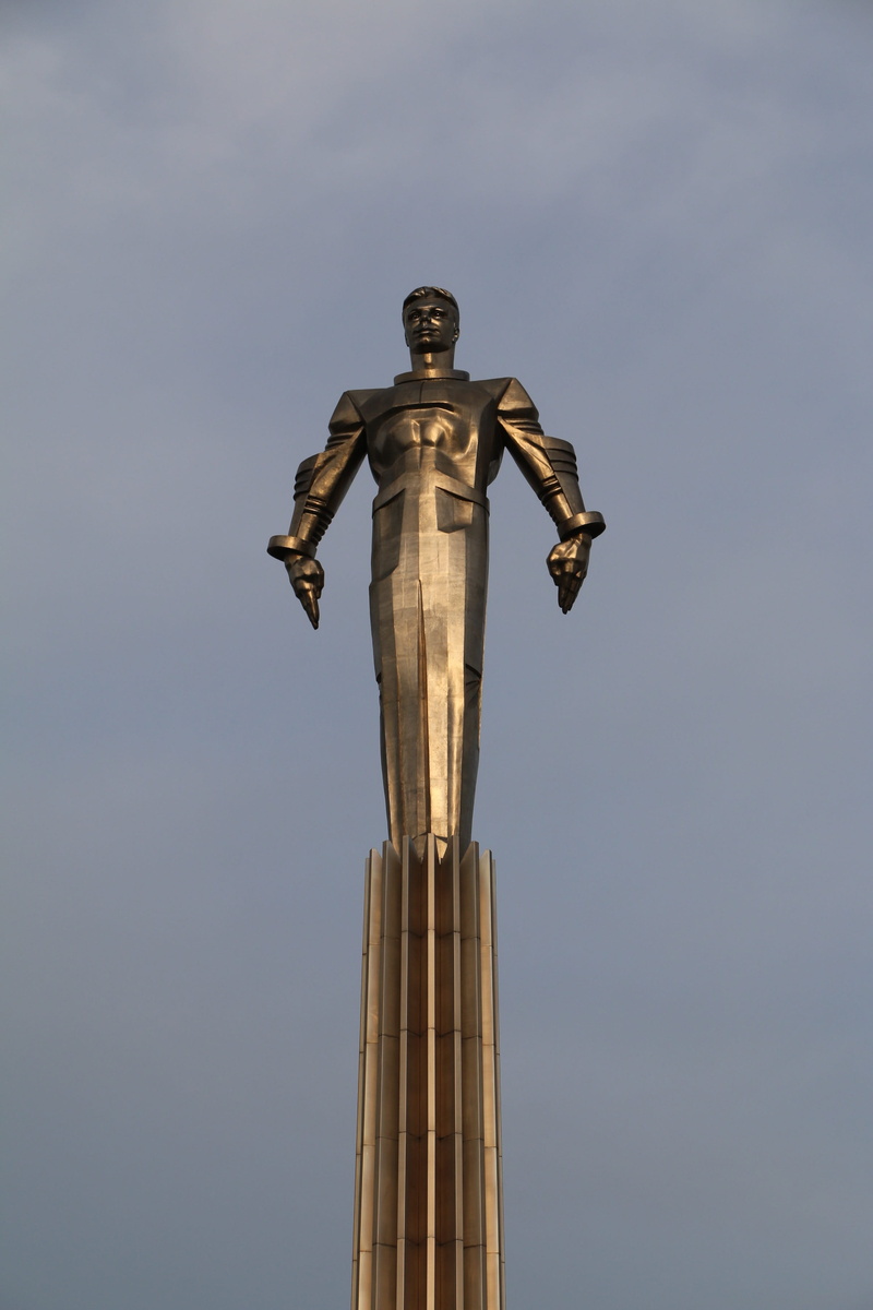 representation, history, flight, belief, day, art and craft, memorial, human representation, man, Statue, male likeness, gagarin, spirituality, low angle view
