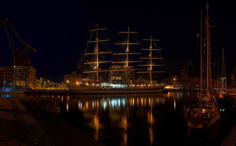 mode of transportation, marina, Port, building exterior, Night, River, canal, Europe, turku, 4K, outdoors, moored, mir, sky, built structure, nature, Finland