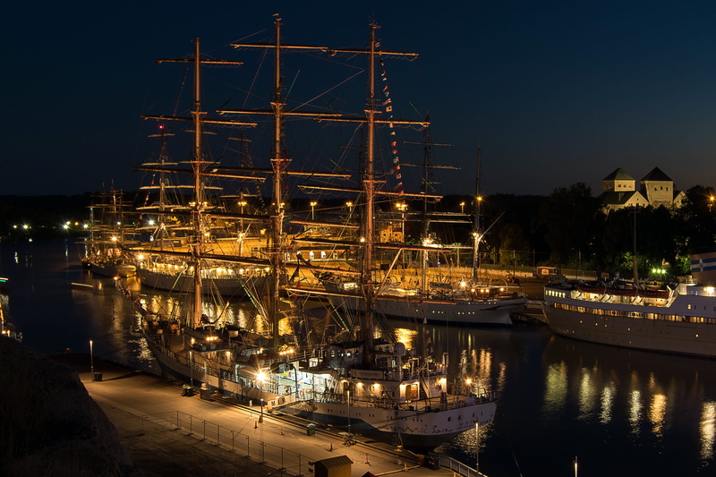 the baltic sea, finnish, night, reflection, sailboat, mode of transportation, no people, 5K, sea, sailing ship, summer, harbor, moored, port, river, waterfront
