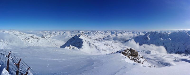 clear sky, panoramic photo, snowcapped mountain, sport, snow, mountain, sky, landscape, mountain range, austria, sölden, scenics - nature, winter sport