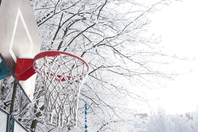 branch, transparency, winter, white color, season, plant, basketball, sports, sport, low angle view, blue sky, bare tree, trees, red, cold temperature