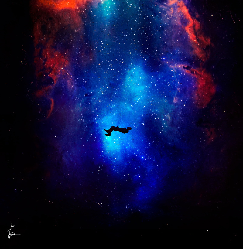 stars, 2K, levitation, galaxy, silhouette, space