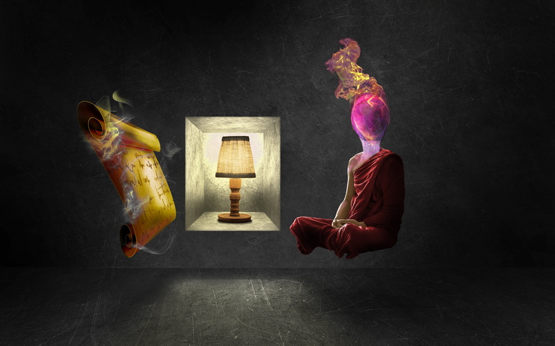 creativity, lamp, full length, fire monk, power, hot, females, mid-air, gold, one person, 5K, storage, human representation, meditation, art and craft
