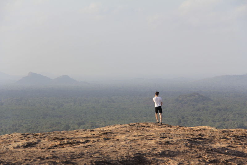 one person, sky, outdoors, copy space, wild, mountain, rock, cloud, t, beauty in nature, full length, beige, person, time, white, fog, man, male, sri lanka
