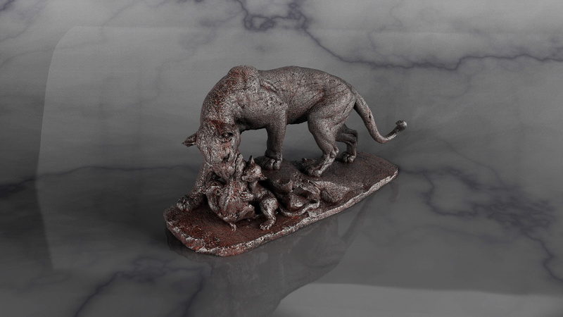animal, animal wildlife, focus on foreground, mammal, 3D, animals in the wild, metal, Keyshot, animal themes, gray, elephant, rusty, no people, grey, nature