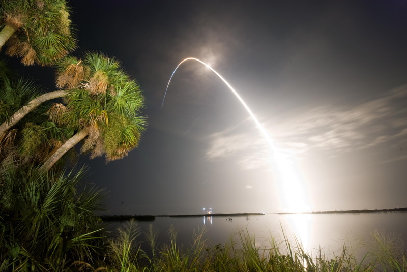 sunbeam, reflection, nasa, sunlight, beside, night, trees, sea, scenics - nature, aerospace, tree, tranquil scene, moon, leaf, nature, space flight, tranquility