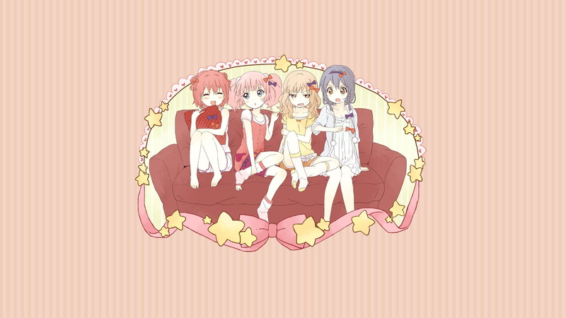 representation, celebration, characters, art and craft, shape, girl, 1080P, pattern, creativity, design, striped, anime, Yuru Yuri, animal wildlife, outdoors