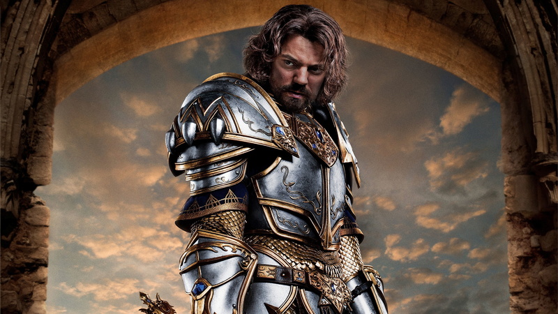 behind, grey, Dominic Cooper, Best Movies of 2016, Warcraft, man, King Llane Wrynn, brown, standing, knight, armor, arc, 4K, gate