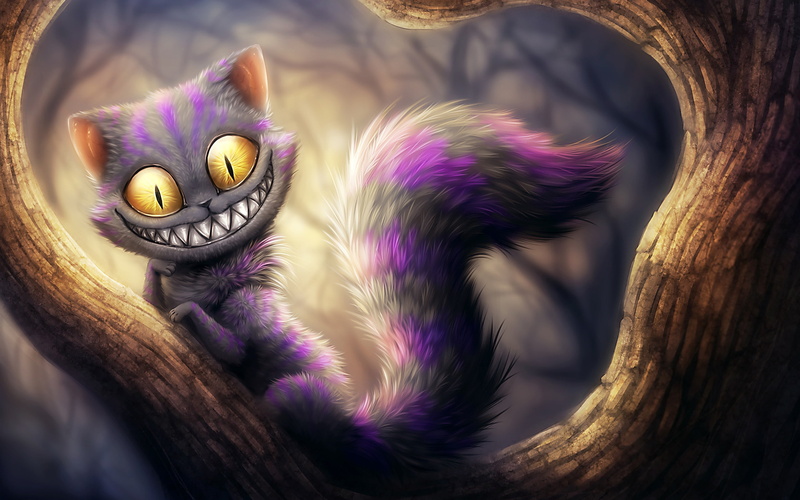 wonderland, cheshire, anime, adventures, cat, 2K, alice