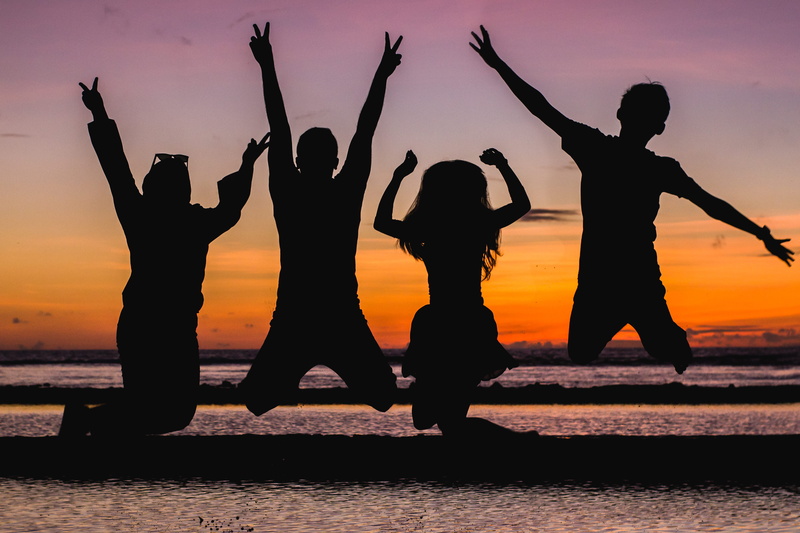 people, sand, friends, silhouette, bonding, togetherness, women, outdoorchallenge, leisure activity, friendship, sunset, sea, arms raised, beach, limb
