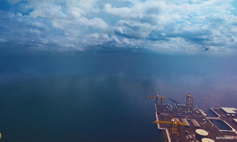 water, beauty in nature, outdoors, aerial view, built structure, shipping, scenics - nature, 720P, nature, building exterior, transportation, no people