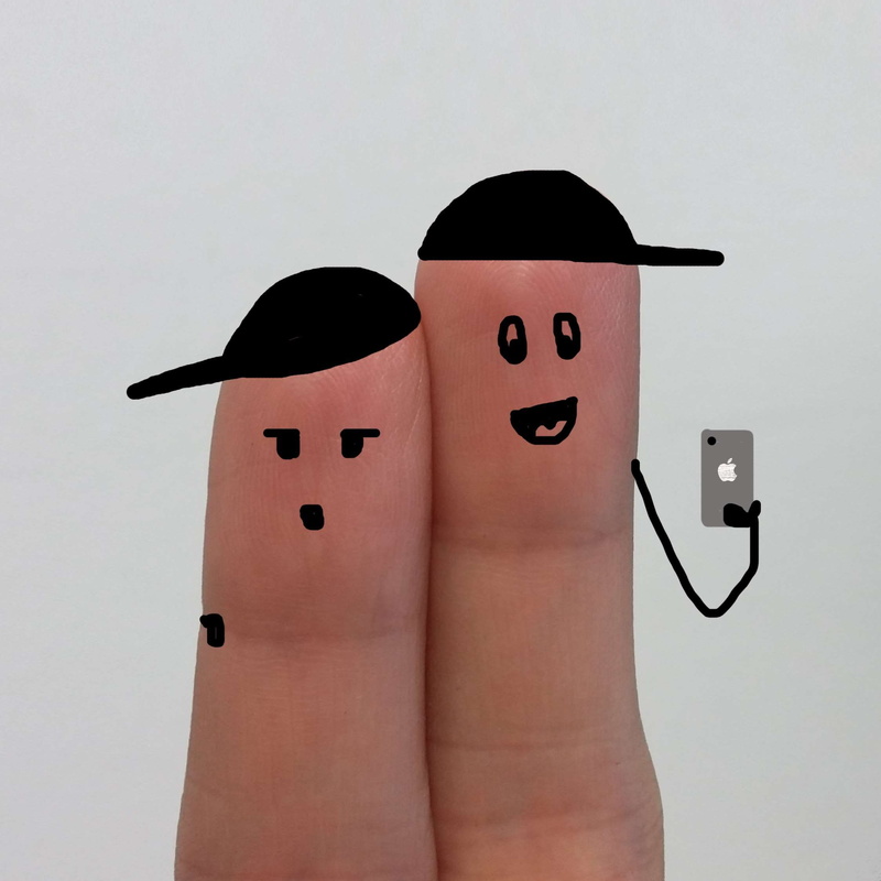 selfie, happiness, anthropomorphic, couple, studio shot, fingers, team, young, smiling, black color, anthropomorphic smiley face, hand, people, representation