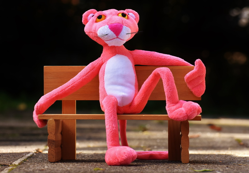 sculpture, panther, bear, rest, nature, teddy Bear, toy, pink, human representation, stuffed toy, wood - material, day, funny, creativity, stuffed animal