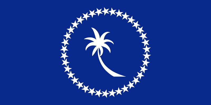 Blue Background, 1080P, Micronesia, Flag, stars, Palm Trees, digital art, minimalism, circle