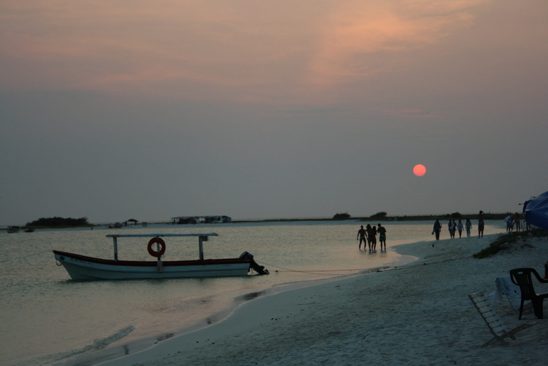 water, beach, mode of transportation, horizon over water, 2K, idyllic, tortuga island, transportation, sunset, sun, sky, outdoors, island, venezuela, moored