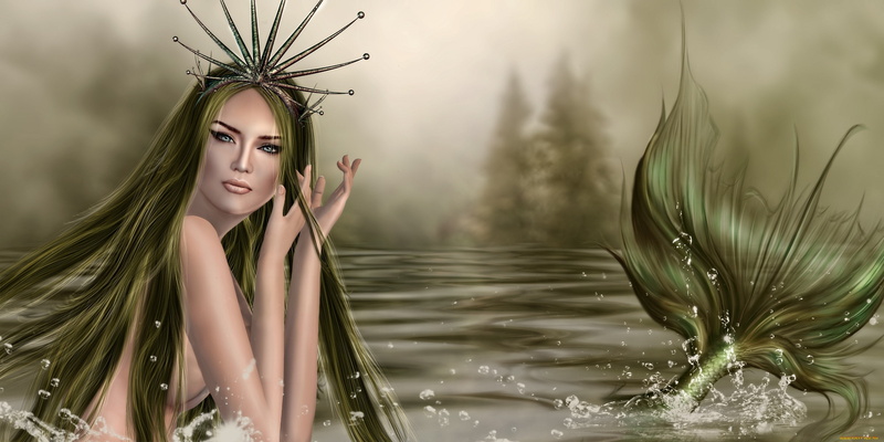 fantasia, 2K, sirena, mar, abstracto