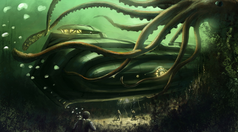 black, green color, nature, focus on foreground, connection, Submarine, giant, marine, water, Fantasy, park, Artistic, metal, beauty in nature