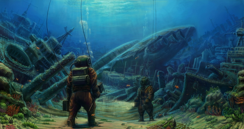 exploration, underwater, full length, divers, real people, animal, sea, aquarium, occupation, sunken, animals in captivity, outdoors, tropical Climate