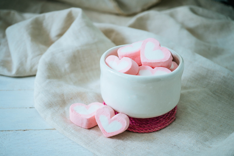 Marshmallows, hearts, mug, 5K
