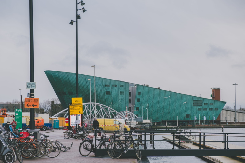 renzo piano, sea, building exterior, sky, 5K, winter, cloud - sky, museum, big building, nemo science museum, city, day, street, mode of transportation