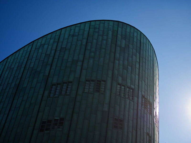 clear sky, nature, reflection, green, geometry, low angle view, sky, office building exterior, day, summer, skyline, citylife, blue, 5K, nemo science museum