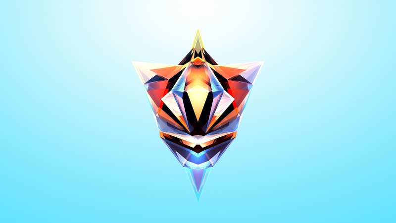 Justin Maller, abstract, geometry, colorful, Facets, gradient, artwork, 2K, digital art, blue background