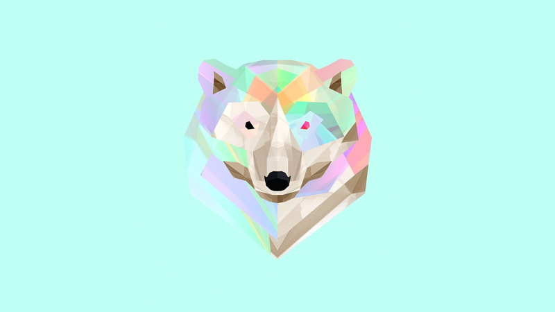 polar bears, 2K, Facets, Justin Maller, digital art, animals