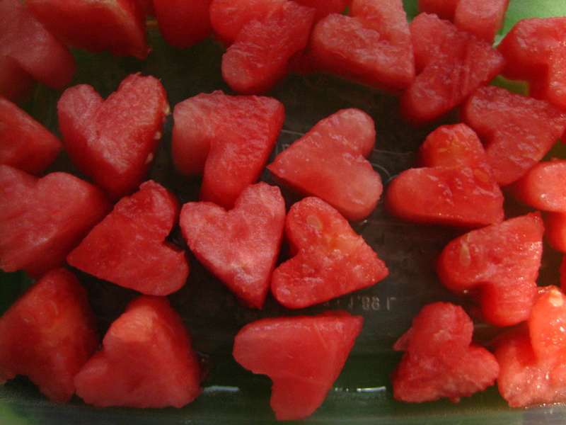Love, Shaped, Hearts, Watermelons, 1080P
