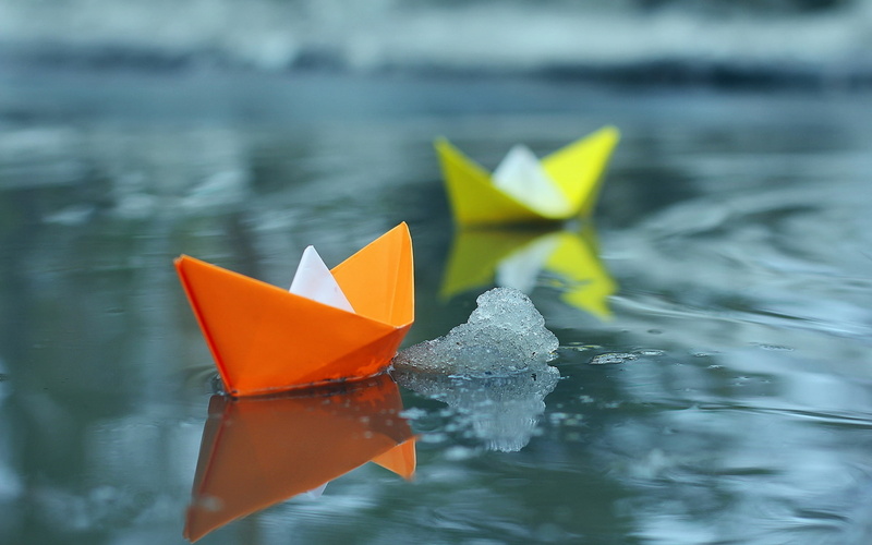 oriental, puddle, photography, nature, asian, water, paper, boats, macro, winter, close, close up, bokeh, 1080P, zen