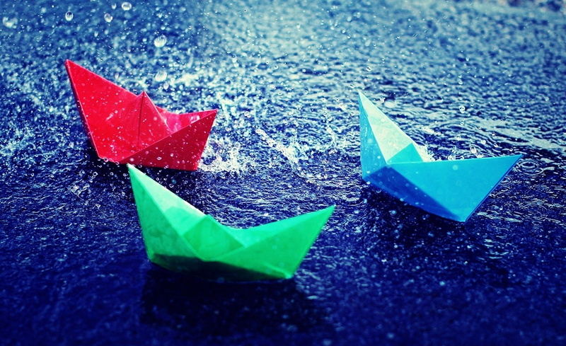 water, Colorful, nature, red, boats, green, blue, studio shot, art and craft, indoors, floating on water, focus on foreground, craft, close-up, no people