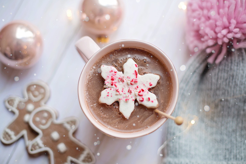 xmas, no people, high angle view, indoors, selective focus, 5K, indulgence, chocolate, cozy, baked, sweet, flat lay, sweet food, pink color, gingerbread cookies