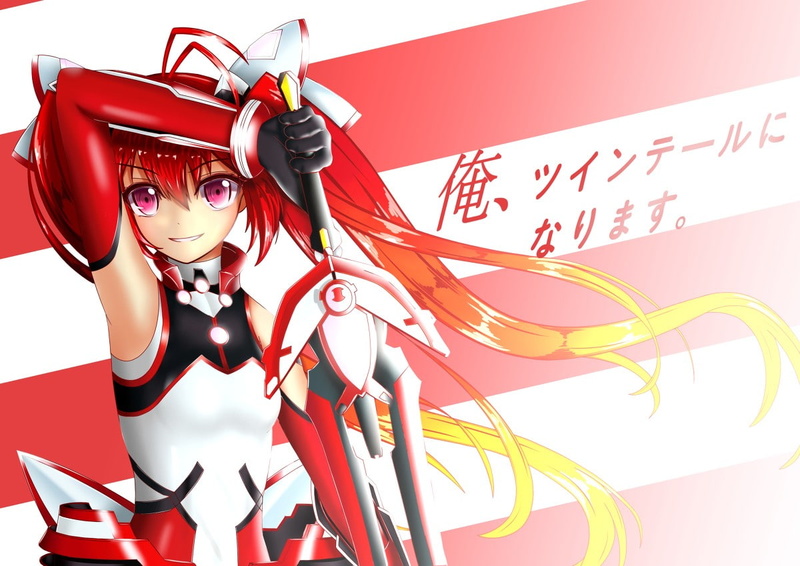 text, ribbon, celebration, communication, beautiful woman, red, script, adult, art and craft, Ore Twintail ni Narimasu, Mitsuka Souji, portrait, nature