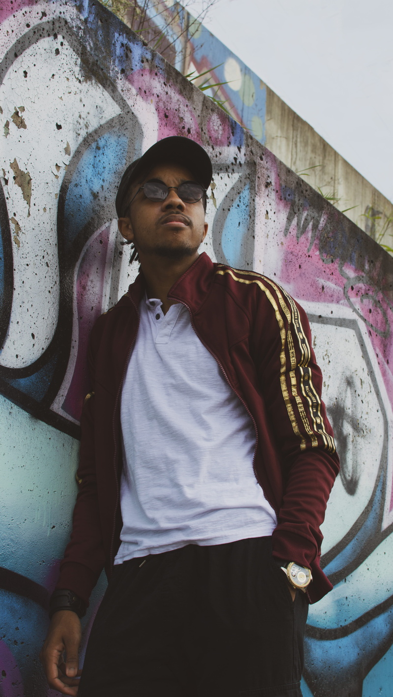 lifestyles, adolescence, casual clothing, everyday people, man, wall, leaning, waist up, young adult, maroon, beside, painting, indoors, wall - building feature