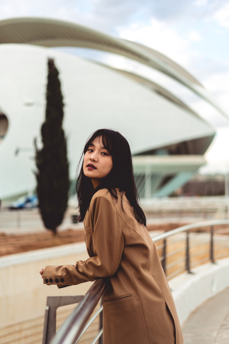 architecture, wearing, pants, handrail, looking, long, fashion, human, one person, leisure activity, apparel, young women, evening dress, lifestyles, woman