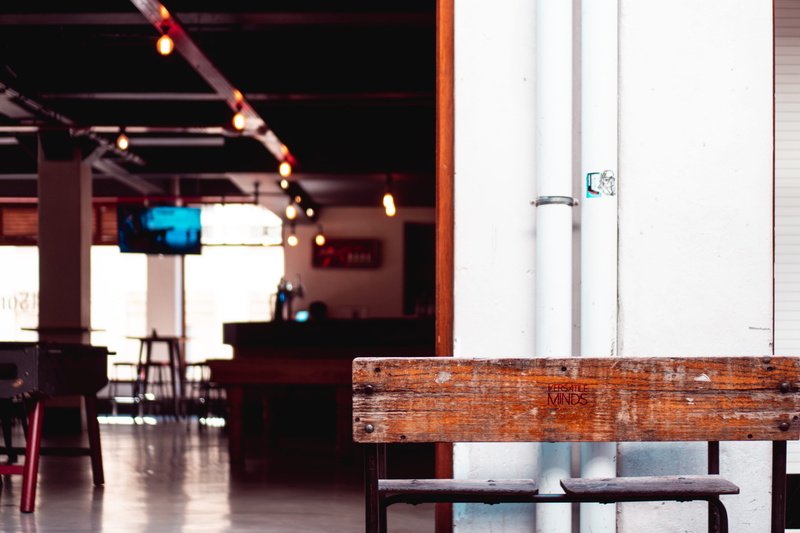 indoors, white, wall, wood, banister, bar counter, gown, bench, handrail, robe, electric lamp, cafeteria, fashion, table, day, architectural column, empty