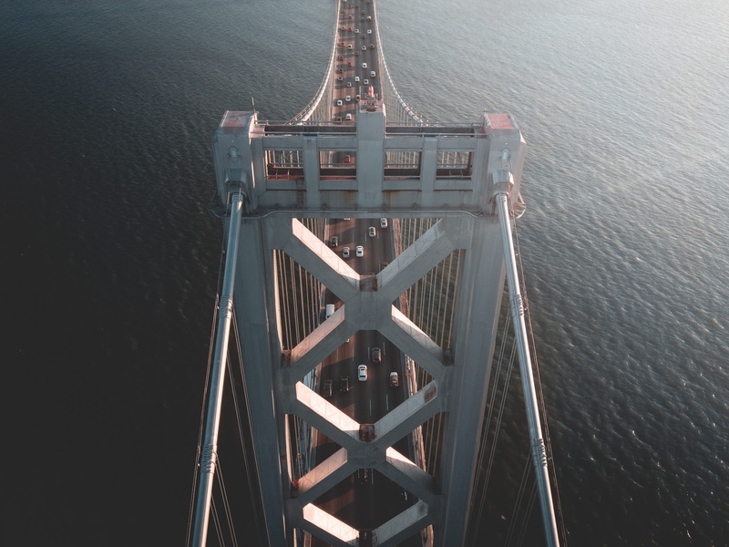san francisco – oakland bay bridge, white, business, traffic, drone view, nautical vessel, built structure, spire, nature, beacon, no people, view, metal