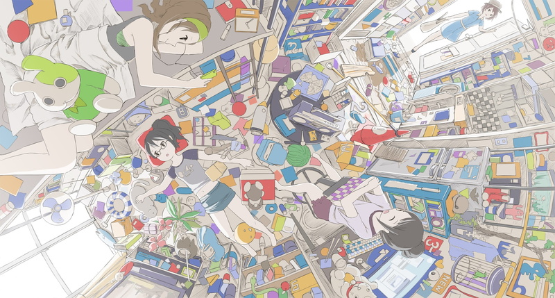 anime girls, interior, anime, bedroom, room, 1080P