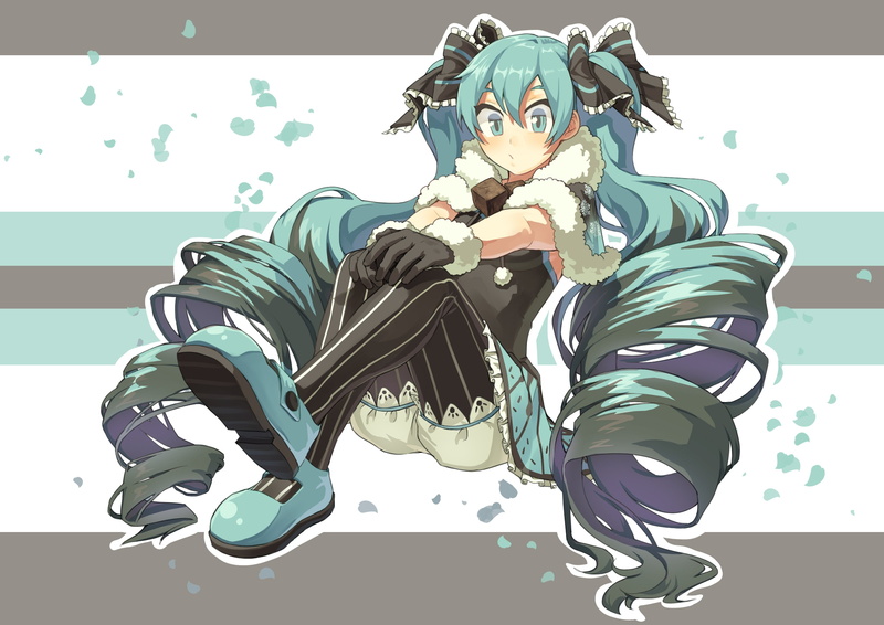 dress, 2K, hatsune, (clothes), short, fur, (victorian), collar, vocaloid, miku, bloomers