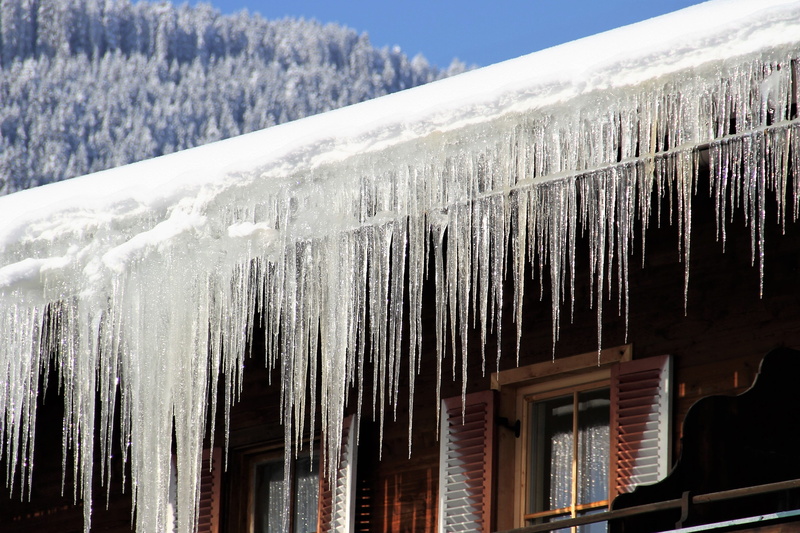 frozen water, no people, wood - material, winter time, sparkle, icicles on the gutter, cold temperature, in a row, blue sky, frozen, icicles, cold, ice cold