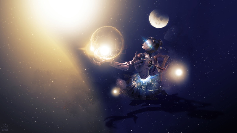planet - space, full moon, astronomy, space and astronomy, sky, people, Orianna, 2K, female, space, men, illustration, night, galaxy, star - space, League of Legends