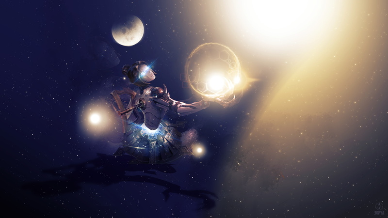 digital composite, full moon, planet - space, star field, space, futuristic, nature, moonlight, outdoors, Orianna, star - space, galaxy, moon, adult, League Of Legends