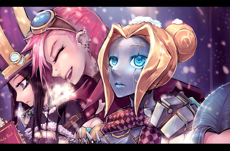 League Of Legends, Girl, Caitlyn (League Of Legends), Video Game, VI (League Of Legends), Christmas, Snow, 1080P, Orianna (League Of Legends)