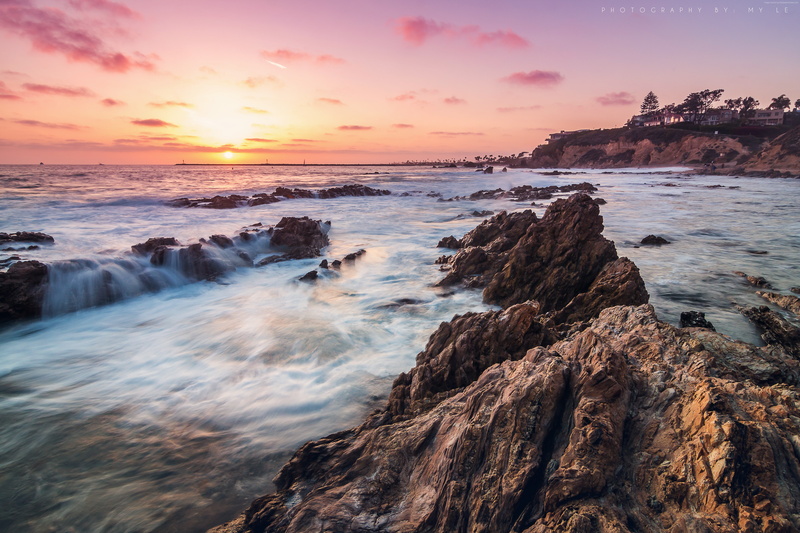 5K, 8k, travel, sunrise, 5k, sunset, sea, Best Beaches in the World, tourism, USA, Corona Del Mar, California, 4k