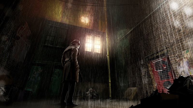 Watchmen, rain, keepers, comics, Rorschach, city, street, 1080P